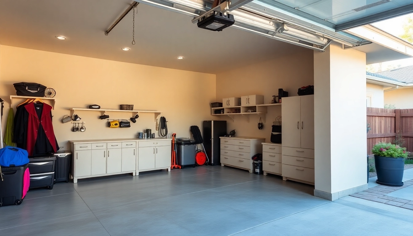 Custom garages designed with innovative storage solutions, emphasizing quality craftsmanship and aesthetic appeal.