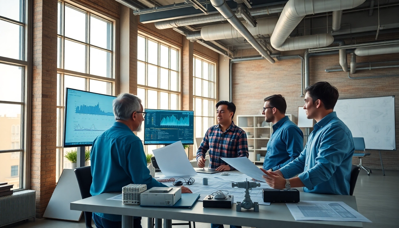 Piping stress analysis company engineers collaborating in a modern workspace.