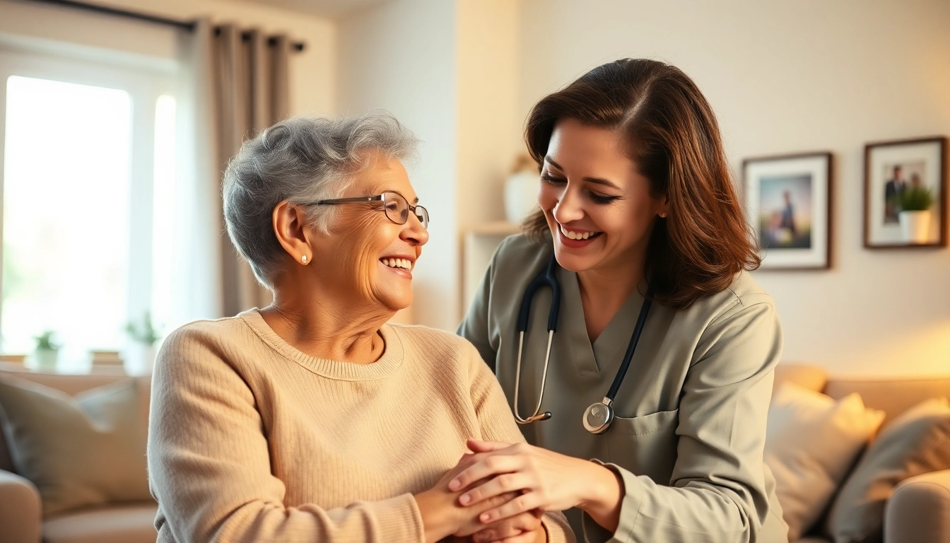 Promoting austin senior home care services, a caregiver joyfully interacts with a senior in a cozy home environment.