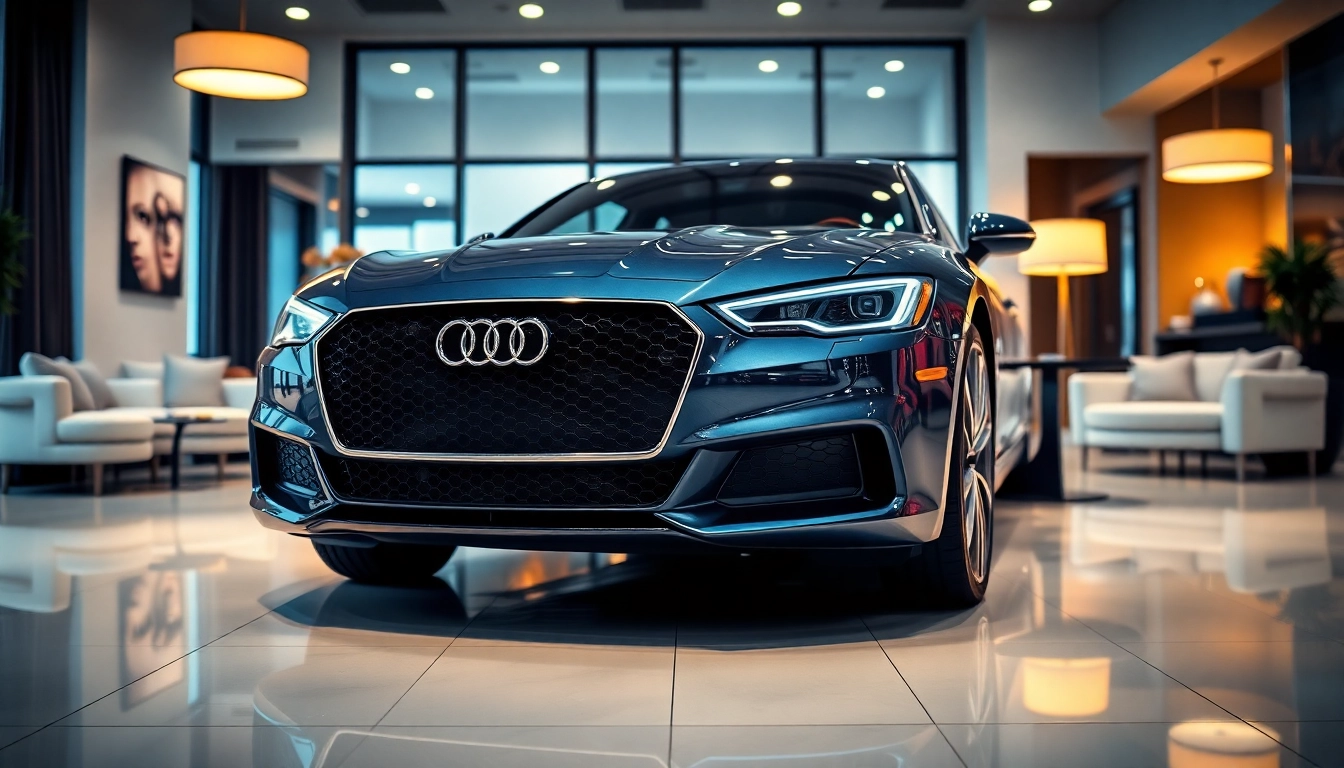 Showcase of a perfect car highlighting its sleek design and luxury in a modern showroom.
