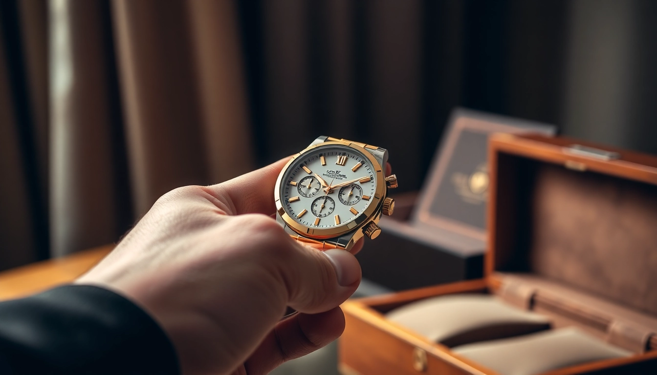Sell luxury watch in a close-up view, showcasing craftsmanship and elegance with a professional touch.