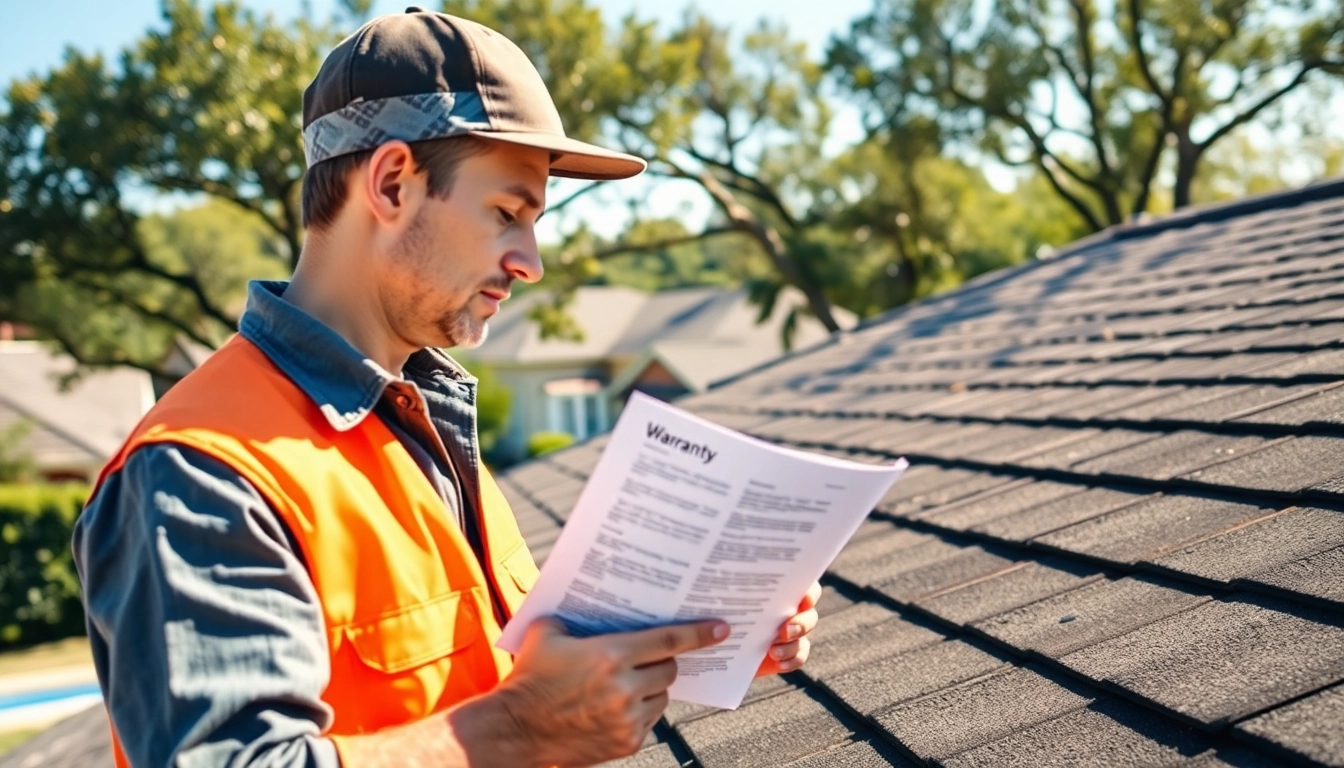 Learn about roof warranty Central Texas with a professional inspecting a roof.