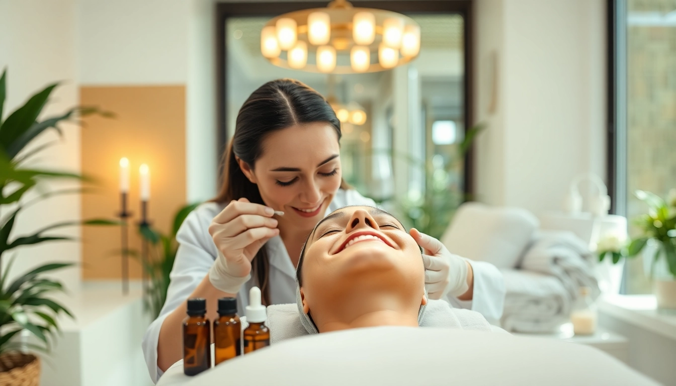 Women’s medical spa professional providing a facial treatment in a serene environment.
