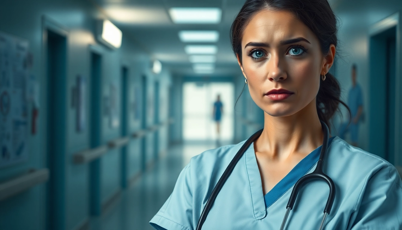 Nurse reflecting on Problems with VDAP for Alabama Nurses in a hospital corridor setting.