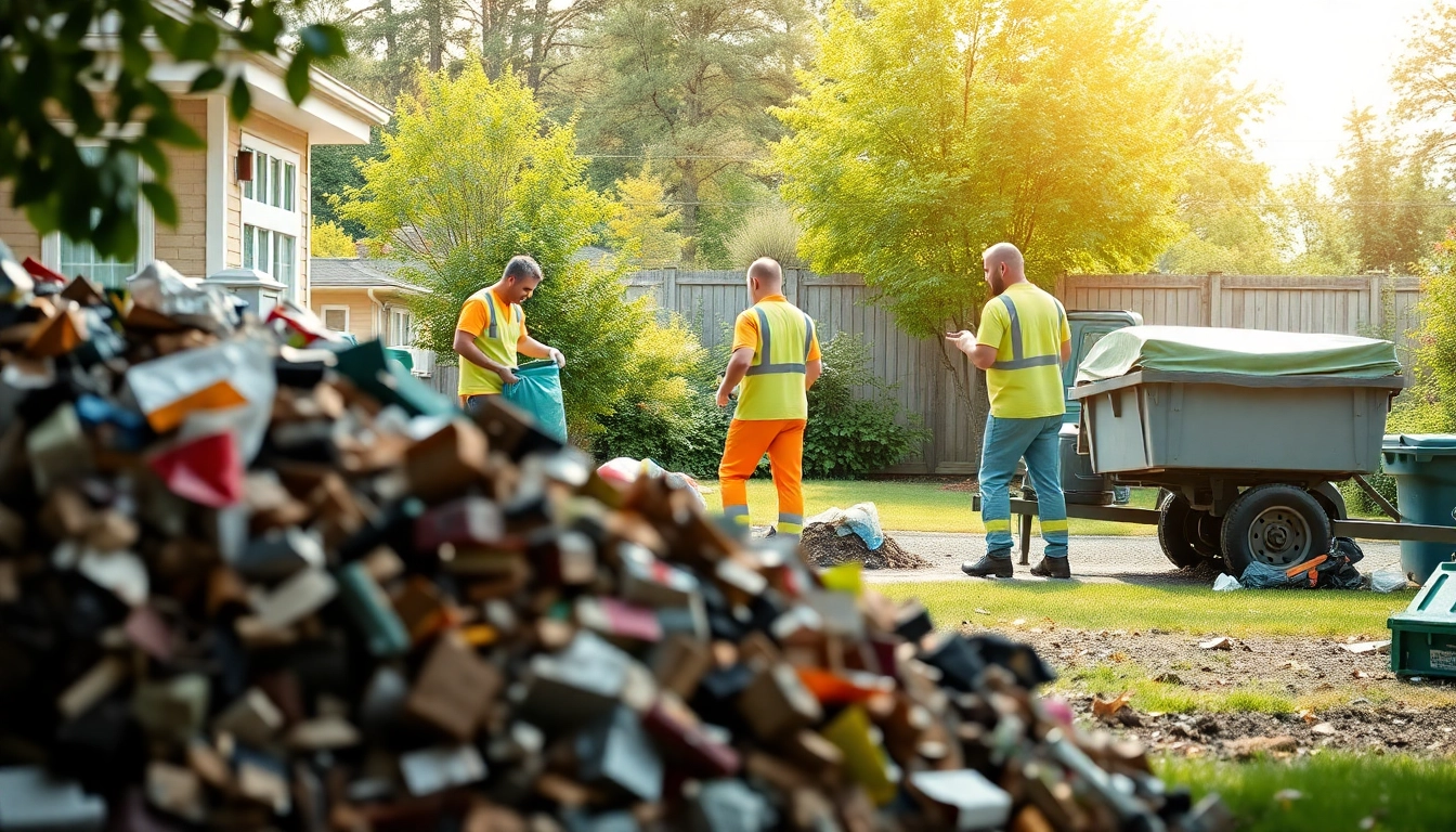 Local Rubbish Removal team clearing waste from a cluttered backyard, showcasing efficiency and professionalism.