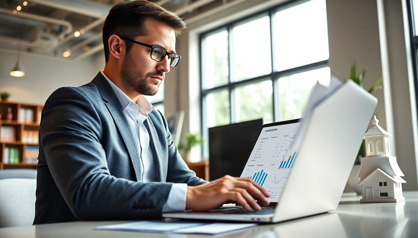 Calculate your realtor fees with our Real Estate Commission Calculator BC tool in a modern office.