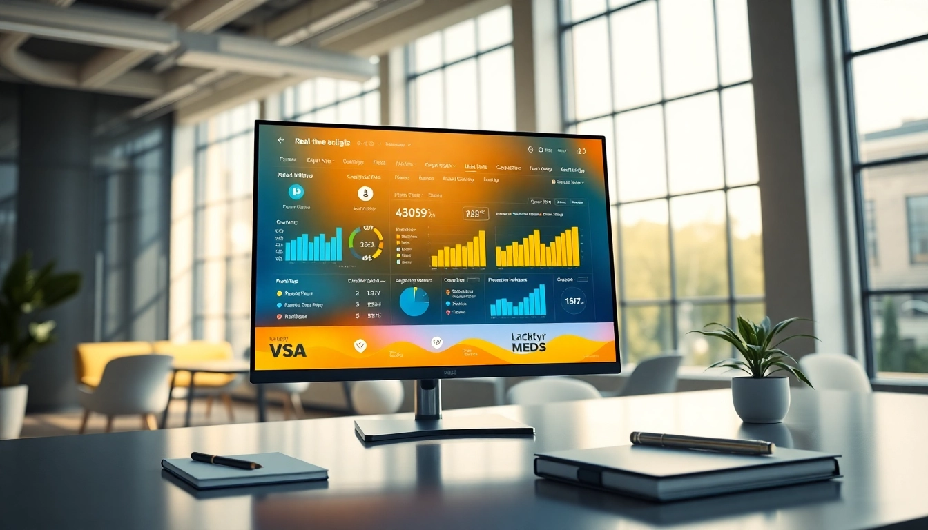 Engaging digital signage CMS dashboard displayed on a monitor in a professional office.