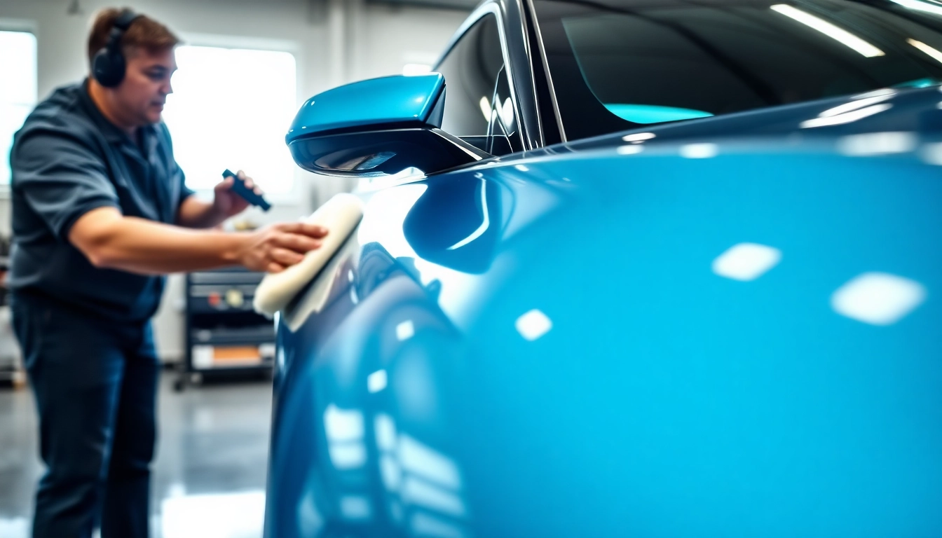 Applying ceramic coating Southampton for a shiny car finish with precise detailing techniques.