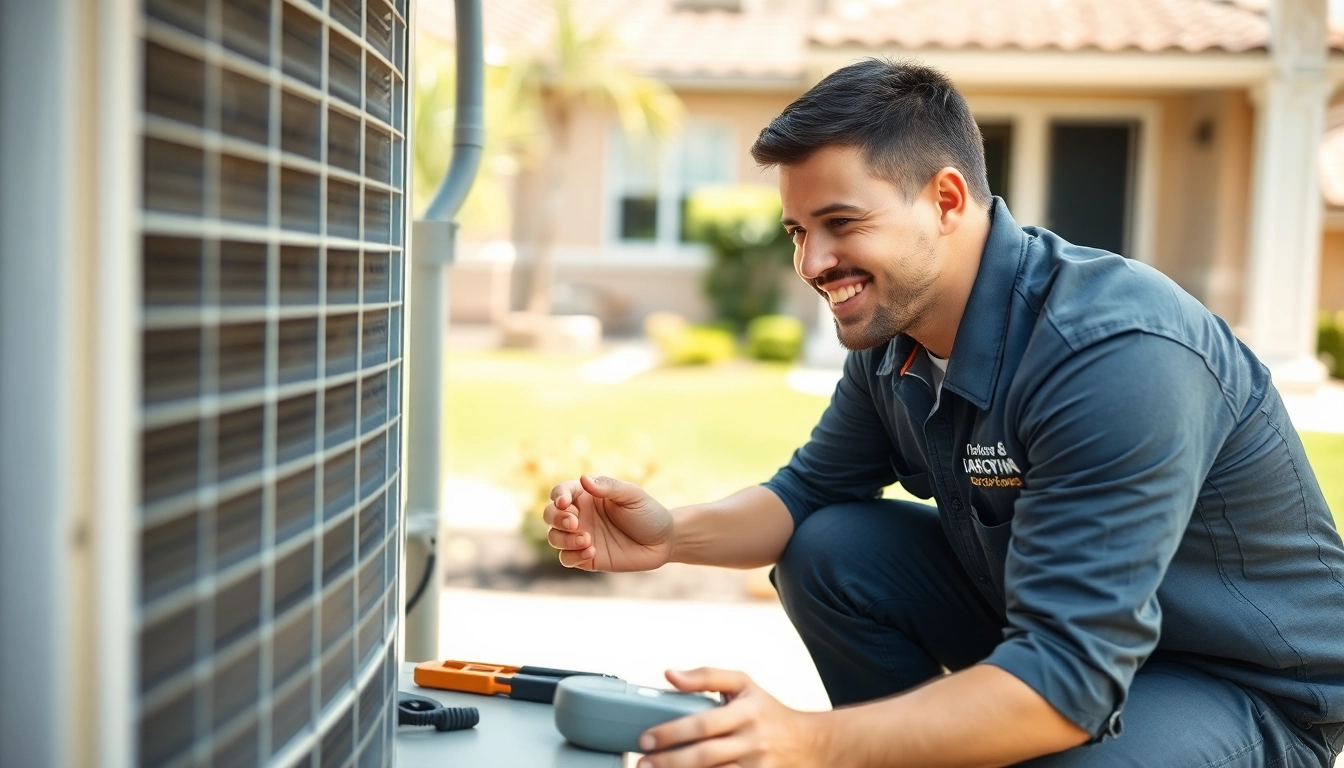 Expert ac repair mesa az technician servicing an air conditioning unit in a residential setting.