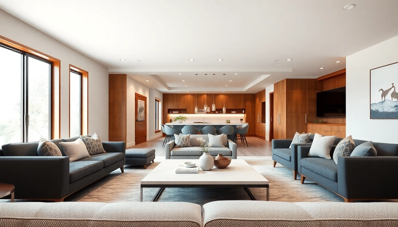 Beautifully finished basement with modern design accents in Bellevue TN