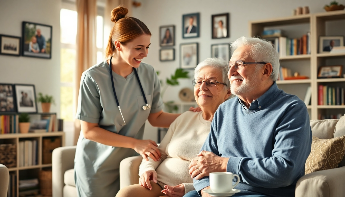 Senior caregivers in Austin, TX providing compassionate support for the elderly in a cozy living room.