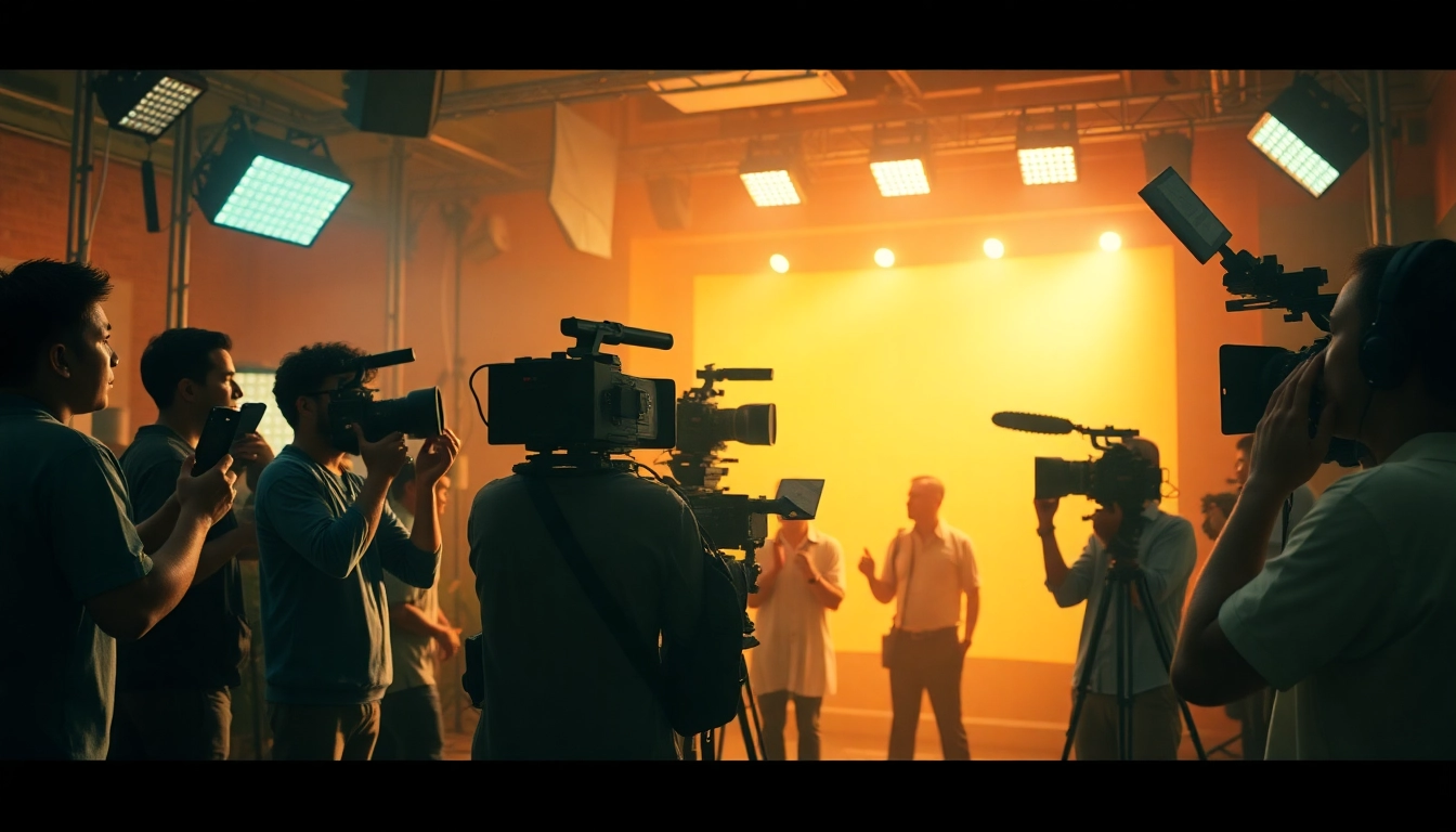 Capturing the creative process of 영상제작 with a dynamic film crew on set.