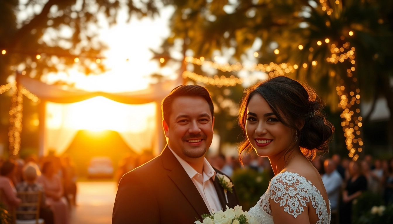 Tallahassee Wedding Photographer capturing a beautiful outdoor sunset ceremony filled with romance and elegance.