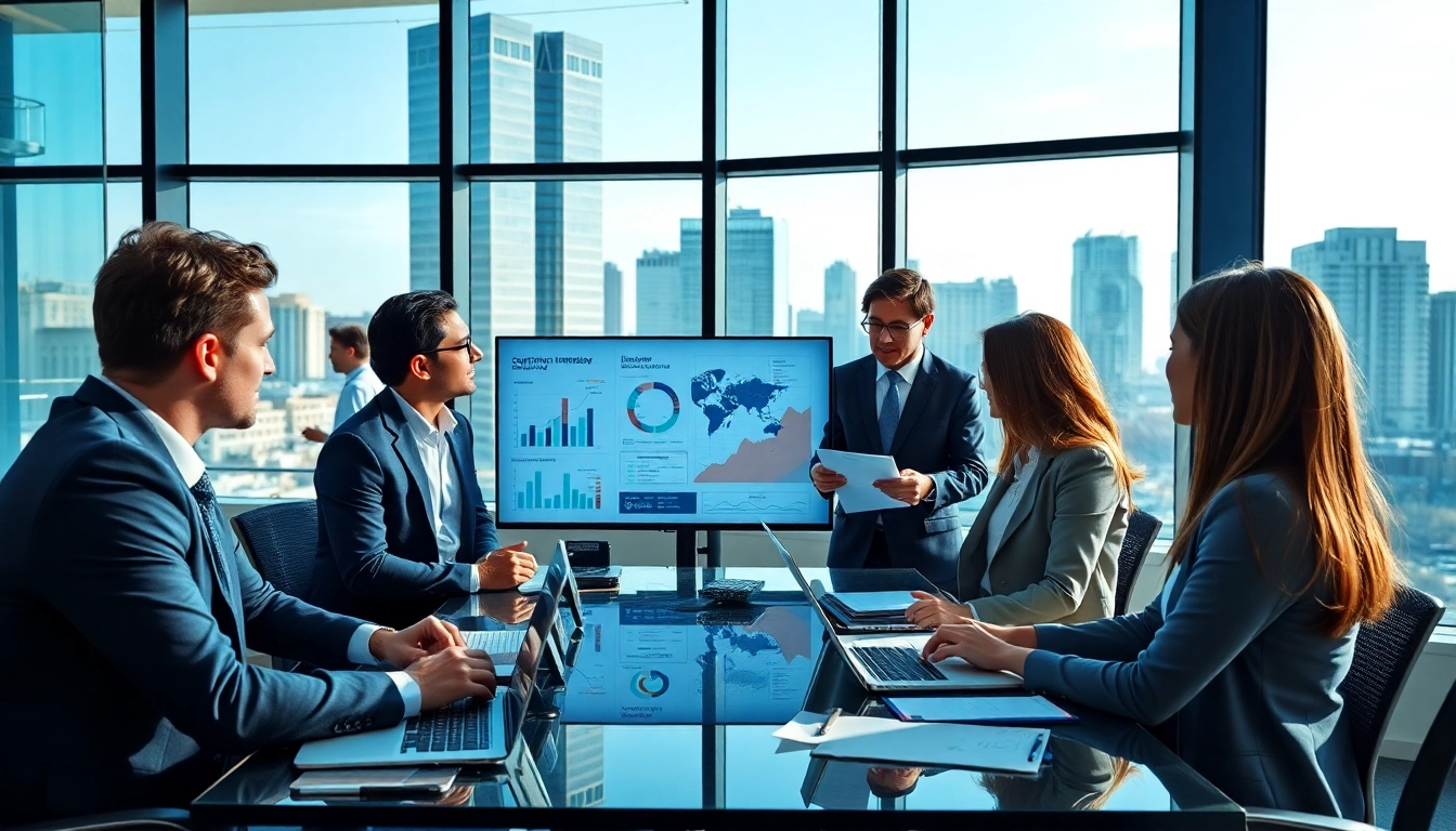 Engaging discussion on competitive intelligence among professionals in a modern office setting.