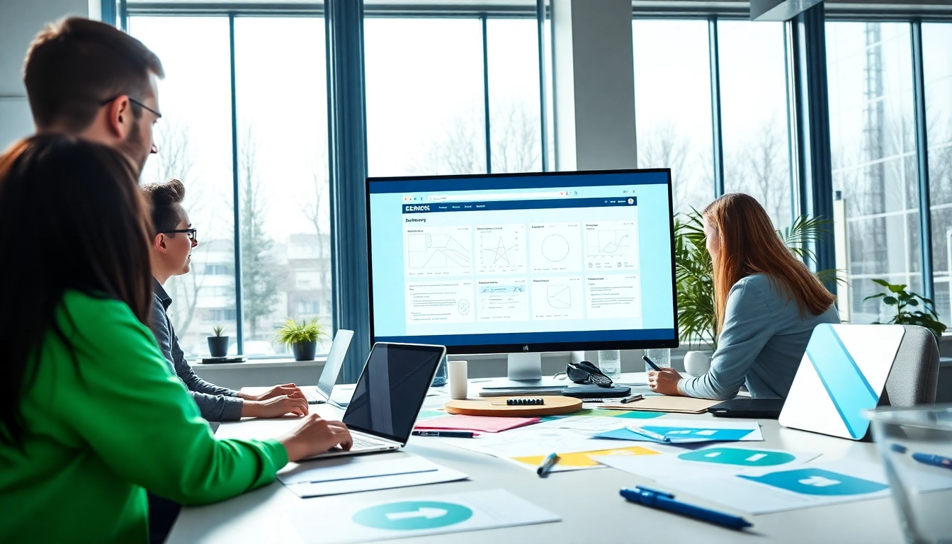 Showcasing web design edmonton professionals collaborating in a bright and modern workspace.