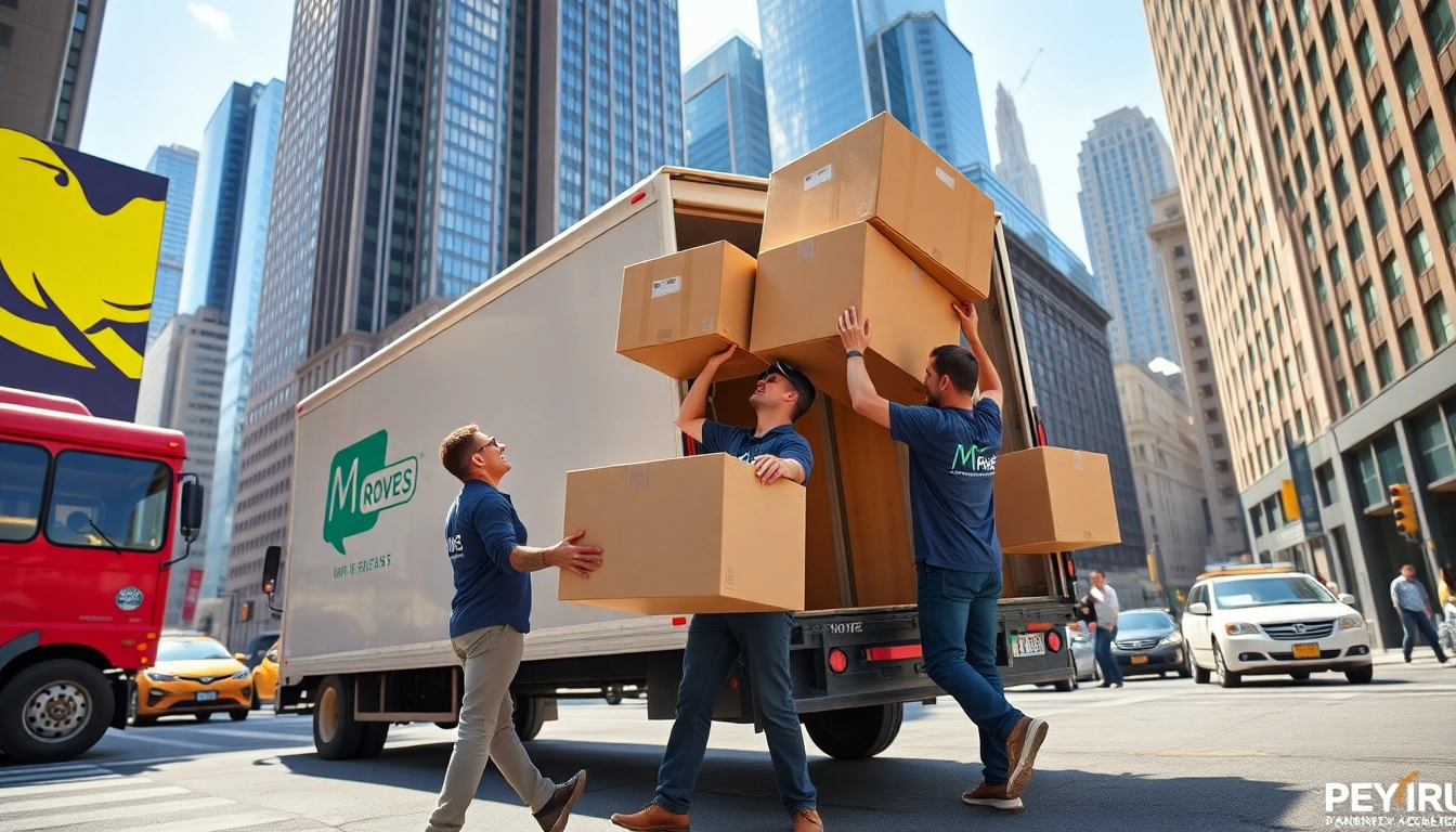 Manhattan movers efficiently handling relocation in a bustling NYC street setting.