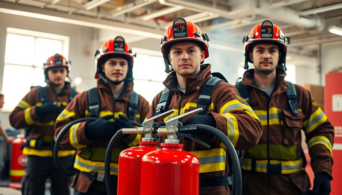 Fire Suppression service team actively responding to a fire emergency with effective equipment.